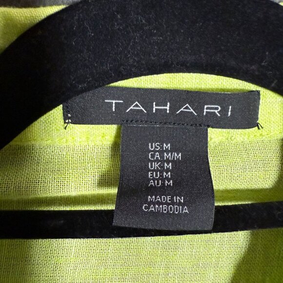 Tahari Roll Tab Sleeve Button Front Shirt Dress Women's Size Medium Lime Green - Picture 6 of 10